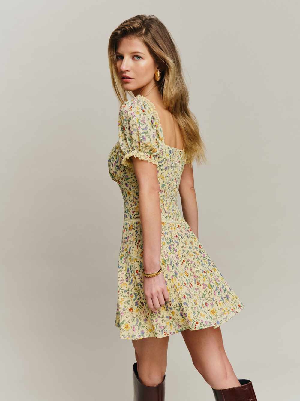 NWT Reformation Ondine Dress Yasmeen Floral Puff Sleeve Mini | Size 2 - Picture 2 of 6